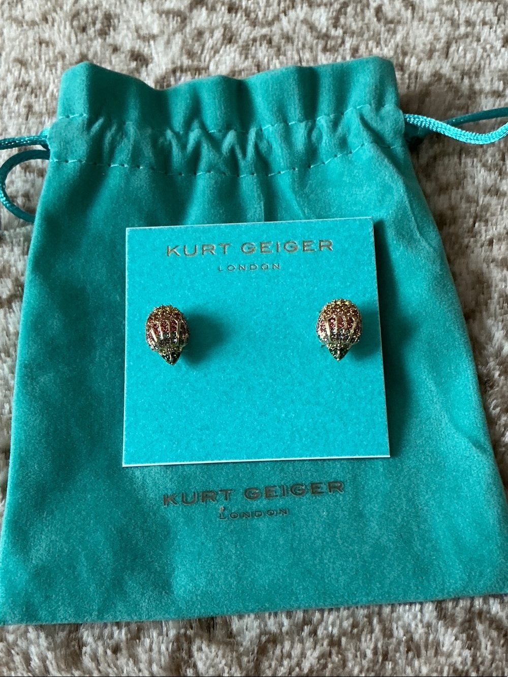 Kurt Geiger London Crystal Eagle Stud Earrings in gold-tone multicolor crystal
